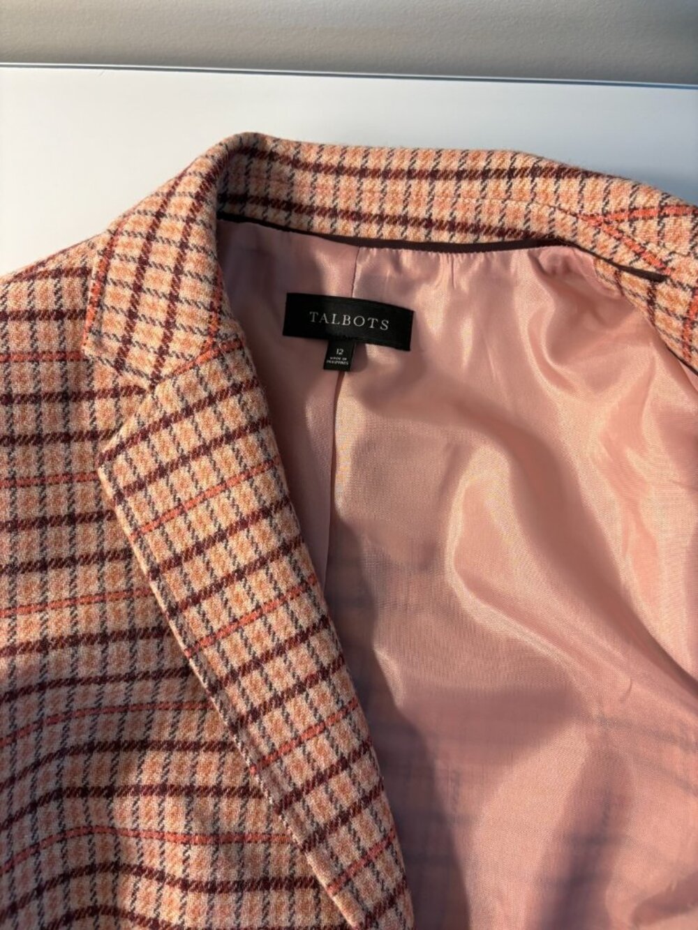Talbots Wool Blend Plaid Blazer Size 12 Crest Button Lined Academic Equestrian - Picture 12 of 15